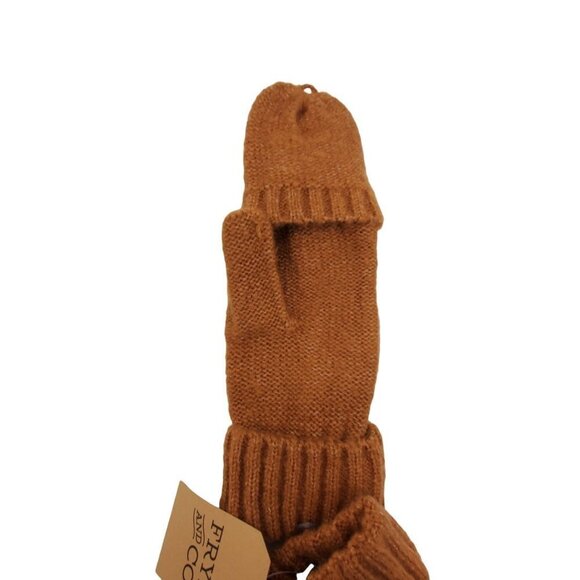 Frye and Co. Pop Top Cable Mittens Bark Brown - Picture 3 of 8